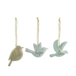 1911-50016 S/3 bird ornament faith/ love/hope