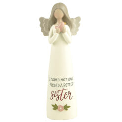 201-12063 "COULD NOT HAVE PICKED BETTER SISTER" ANGEL WITH BIRD