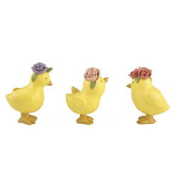 201-12465 S/3 easter chicks with flowers