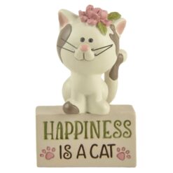 201-12491 "HAPPINESS IS A CAT" KITTEN ON BLOCK