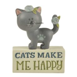 201-12492 "CATS MAKE ME HAPPY" KITTEN ON BLOCK