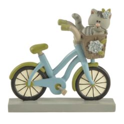 201-12496 BLUE BIKE WITH KITTEN IN BASKET