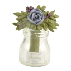 201-12512 Flower w/glass jar-Have Happy Day