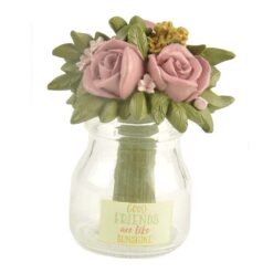 201-12513 Flower w/glass jar-Good Friends