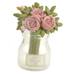 201-12515 Flower w/glass jar-Have a Blessed DAY
