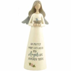 201-12629 "MY ANGELS ARE ALREADY THERE" ANGEL WITH BLUE BIRD