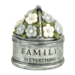 201-12696 "FAMILY IS EVERYTHING" GALVANIZED BUCKET WITH FLOWERS