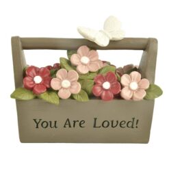 201-12702 Square kit pot w/flower &  butterfly LOVED