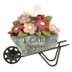 201-12704 Flower pot on wheels w/flower & butterfly I CARE