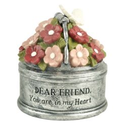 201-12706 "DEAR FRIEND" GALVANAIZED BUCKET WITH FLOWERS