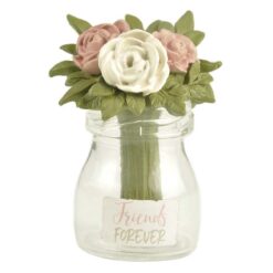 201-12843 “FRIENDS FOREVER” VASE WITH FLOWERS