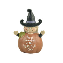 206-12551 4" witch holding broom in pumpkin