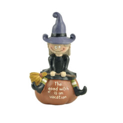 206-12554 """THE GOOD WITCH IS ON VACATION"" WITCH ON PUMPKIN"