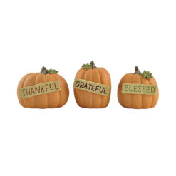 206-12908 "SET OF 3 ""THANKFUL / GRATEFUL / BLESSED"" PUMPKINS"