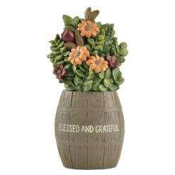 206-12912 "BLESSED AND GRATEFUL" BARREL WITH FLOWERS