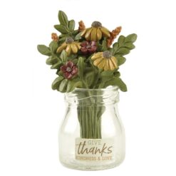 206-12917 GIVE THANKS KINDNESS AND LOVE VASE WITH FALL FLOWERS