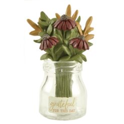 206-12918 Flower w/glass jar-grateful…
