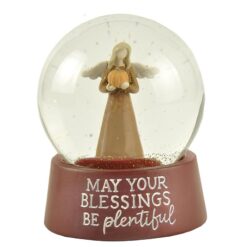 206-12928 Angel holding pumpkin snow globe