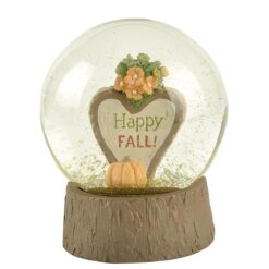 206-12929 joyful heart wood plaque w/pumpkin 80mm snow globe
