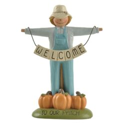 206-12984 WELCOME TO OUR PATCH SCARECROW WITH BANNER
