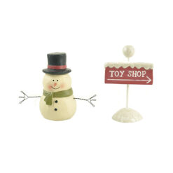 208-12654 SET OF 2 SNOWMAN AND "TOY SHOP" SIGN