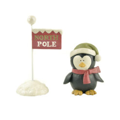 208-12657 SET OF 2 PENGUIN AND "NORTH POLE" SIGN