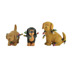 208-12792 SET OF 3 DOGS WRAPPED IN CHRISTMAS LIGHT
