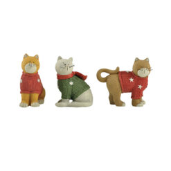 208-12797 SET OF 3 CATS IN CHRISTMAS SWEATERS