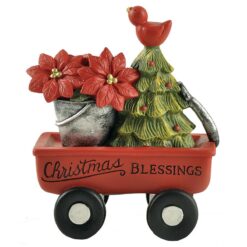 208-12799 CHRISTMAS BLESSINGS WAGON WITH TREE AND POINSETTIA