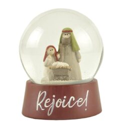 208-12890 "REJOICE" SNOW GLOBE WITH HOLY FAMILY