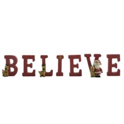 208-12919 S/7 'B-E-L-I-E-V-E' SANTA W DEER IN RED-BELIEVE