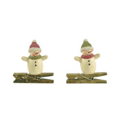208-50042 "SET OF 2 MINI SNOWMEN WITH RED/GREEN SCARVES ON CLIP ORNAMENTS"