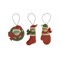 208-50063 SET OF 3 CAT ORNAMENTS WITH CHRISTMAS SCARVES