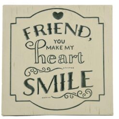 2011-13014 FRIEND heart SMILE plaque w/black easel