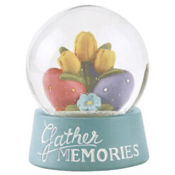 211-12933 Easter egg w/flower snow globe on  base-gather MEMORIES