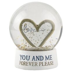 211-12991 Gold heart 80mm snow globe on base-love