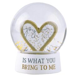211-12992 Gold heart 80mm snow globe on base-joy