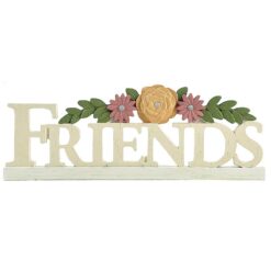 211-13032 "FRIENDS" PLAQUE WITH FLOWERS