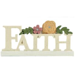 211-13033 "FAITH" PLAQUE WITH FLOWERS