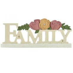 211-13034 "FAMILY" PLAQUE WITH FLOWERS