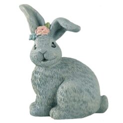 211-13256 GREY BUNNY WITH FLOWERS