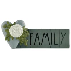 2166-13271 "FAMILY" BLOCK WITH HEART AND FLOWER