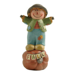 216-13068 Scarecrow standing on the pumpkin w/FALL sign