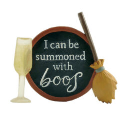 216-13073 Round plaque w/wine glass & broom