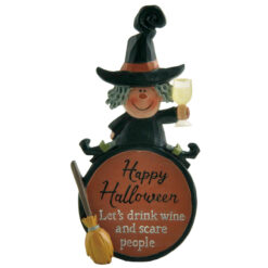 216-13074 Witch on the round plaque w black easel
