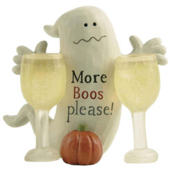 216-13079 BOO ghost w pumpkin & two wine glass
