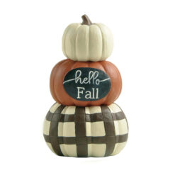 216-13089 "HELLO FALL" STACKED PUMPKINS