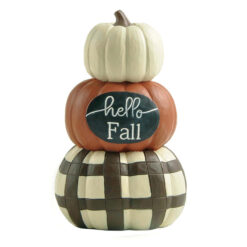 216-13089 "HELLO FALL" STACKED PUMPKINS Figurine