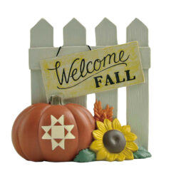 216-13091 "WELCOME FALL" FENCE AND PUMPKIN
