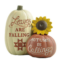 216-13093 "LEAVES ARE FALLING" PUMPKINS WITH SUNFLOWER